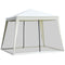 Outsunny 10x10ft Beige Party Tent with Netting - Outdoor Patio Canopy Gazebo for Sun Shade and Garden Shelter