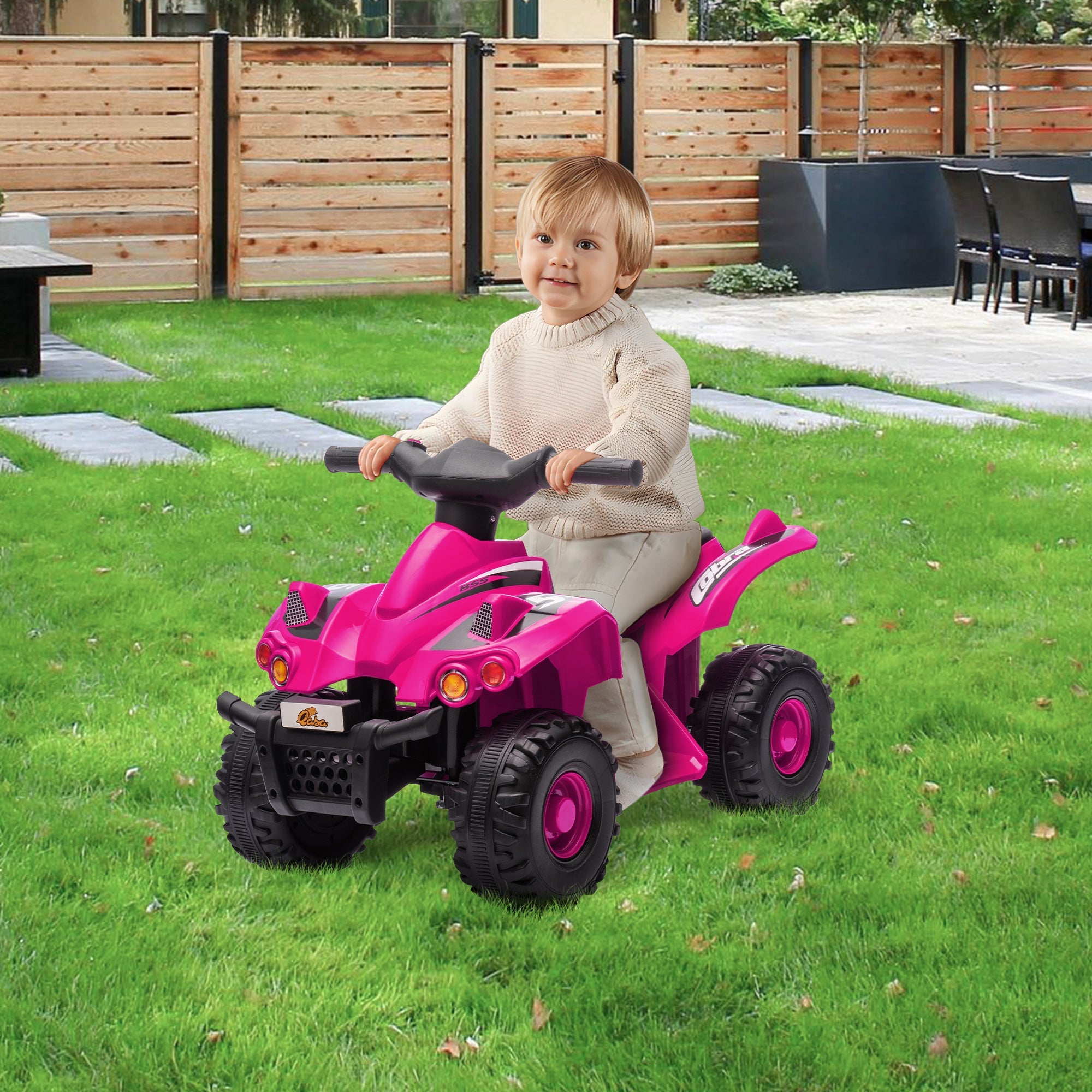 Qaba 6V Kids ATV Quad w/ Music, Forward, for 2-6 Years, Pink 