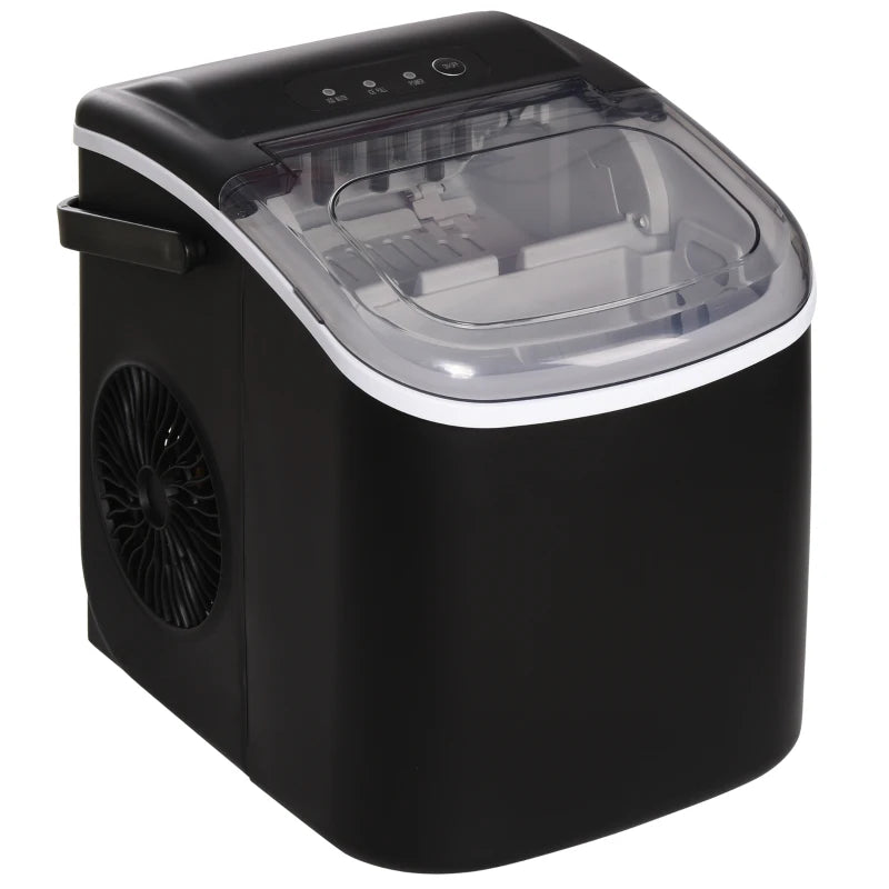 Portable Ice Maker Countertop with Handle, Self Cleaning Ice Maker Machine with Scoop and Basket, 26lbs/24Hrs, Black