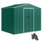 8' x 6' Outdoor Storage Shed, Metal Garden Tool Storage House with Lockable Sliding Doors and Vents, Green