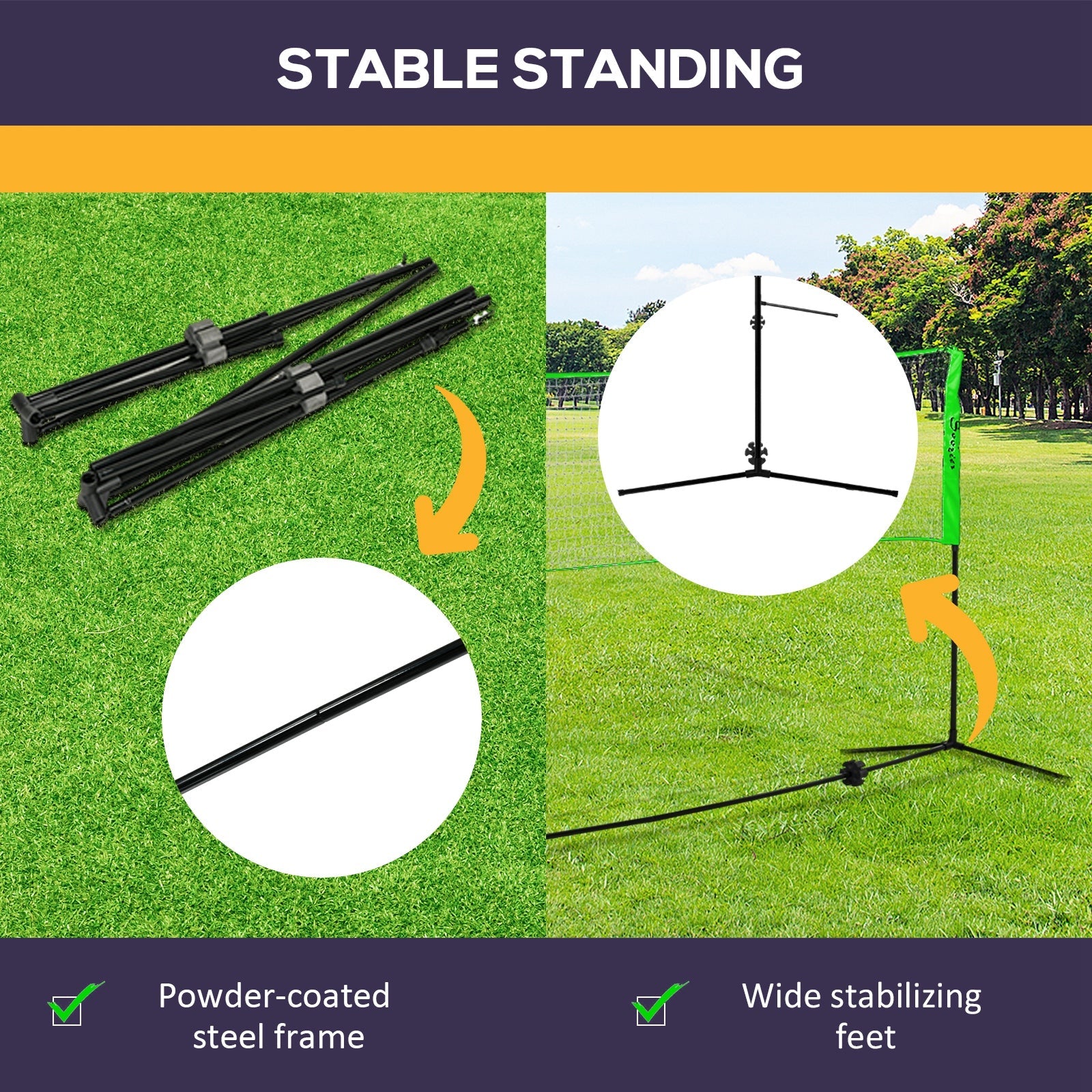 Soozier Portable Badminton Set, Pickleball Volleyball Net with 3 Shuttlecocks, 4 Rackets, for Indoor Outdoor, Beach, Backyard 