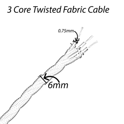 Fabric Electrical Cable 3 Core Twisted Flexible ~2094