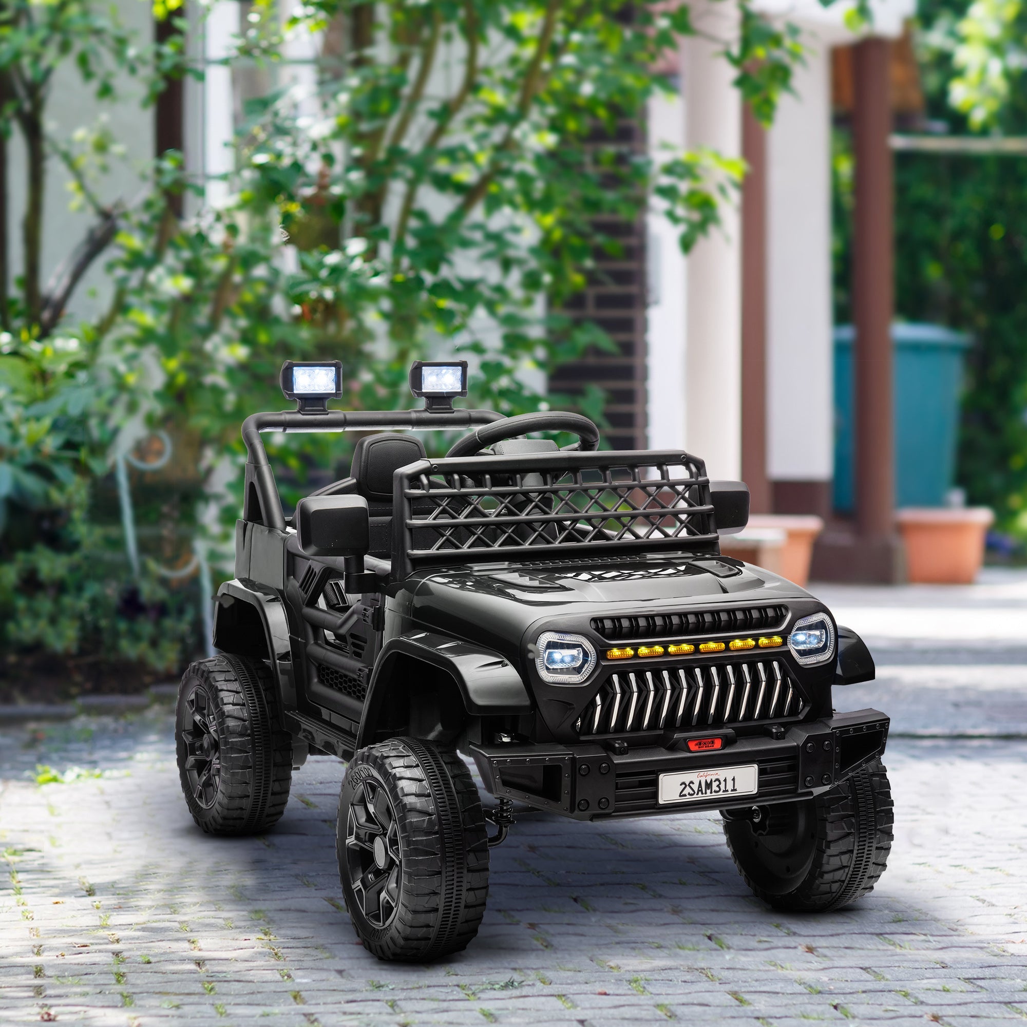 Qaba 12V Ride on Truck, Electric Car for Kids with Remote Control, Suspension, 3 Speeds, USB Music Headlights, Black 