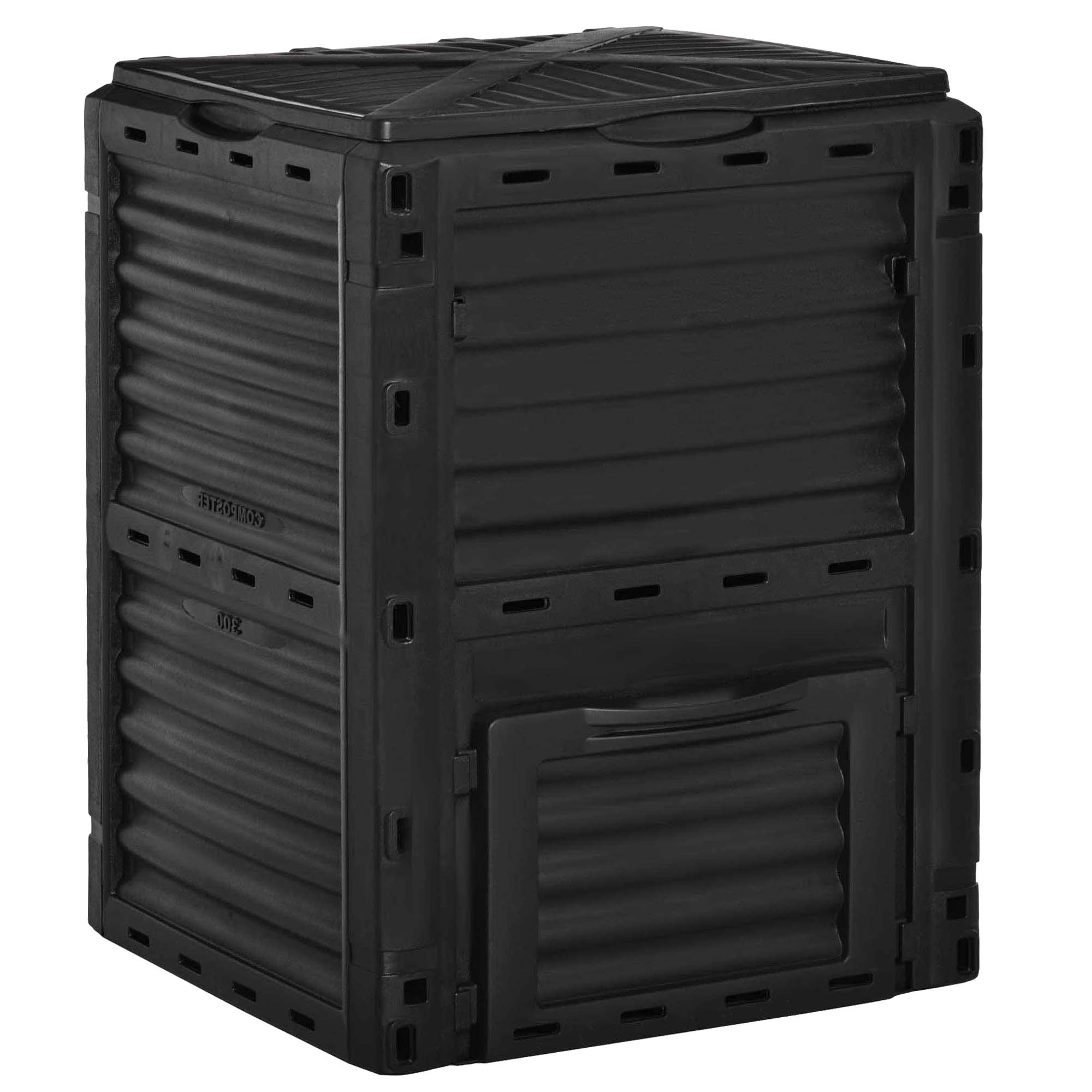 Outsunny Large Outdoor Compost Bin 80 Gallon Garden Compost Container Fast Soil Creation Aerating Box Black 