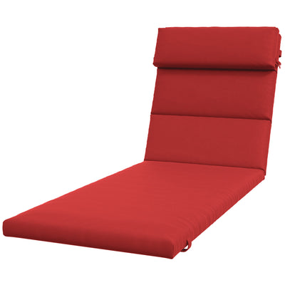 Outsunny Patio Chaise Lounge Chair Cushion Replacement Sun Lounger Pads with Headrest and Ties, Wine Red 