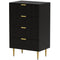 HOMCOM Modern Chest of Drawers 4 Drawer Dresser for Bedroom with Gold Legs and Handles, Black