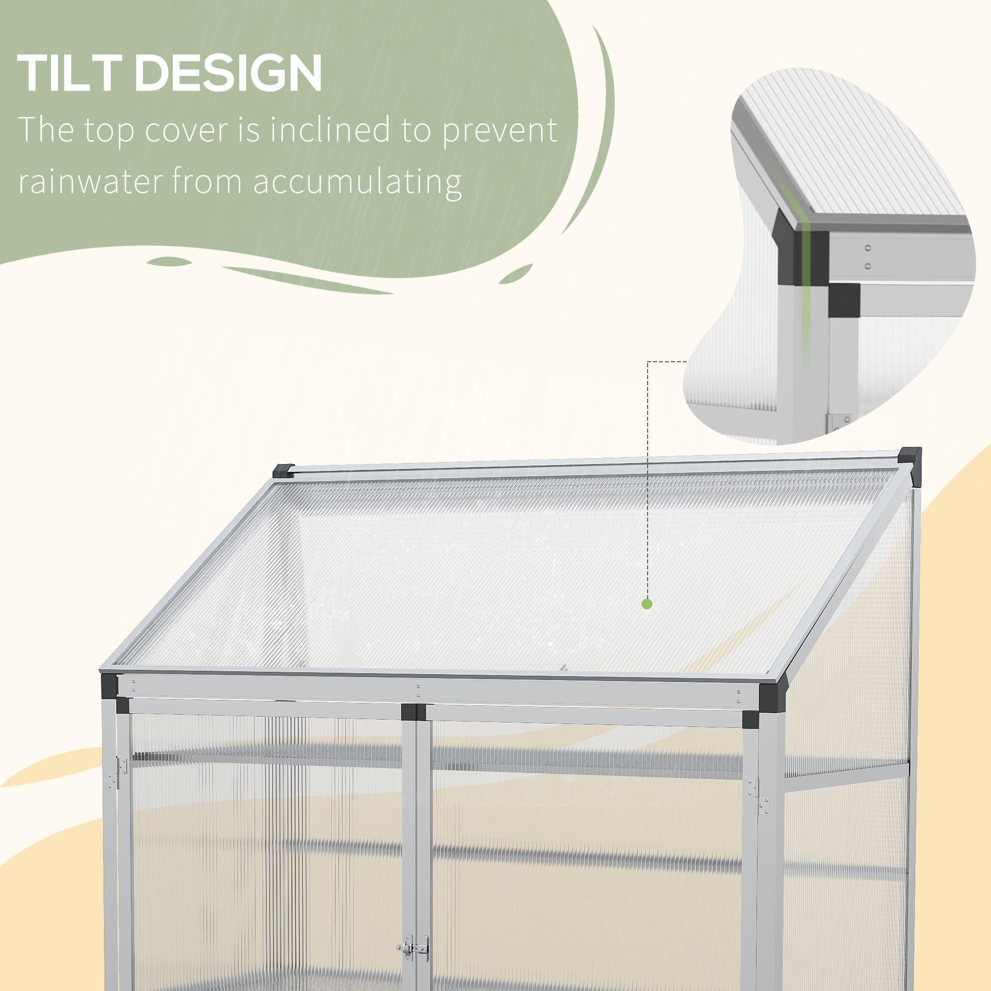Outsunny Aluminum Cold Frame Greenhouse, Raised Planter Bed Protection with Openable Top and 2 Shelves for Outdoor Indoor 
