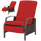Outsunny Outdoor Rattan Recliner Chair, Wicker Reclining Chair with Adjustable Back Retractable Footrest Cushion Wine Red