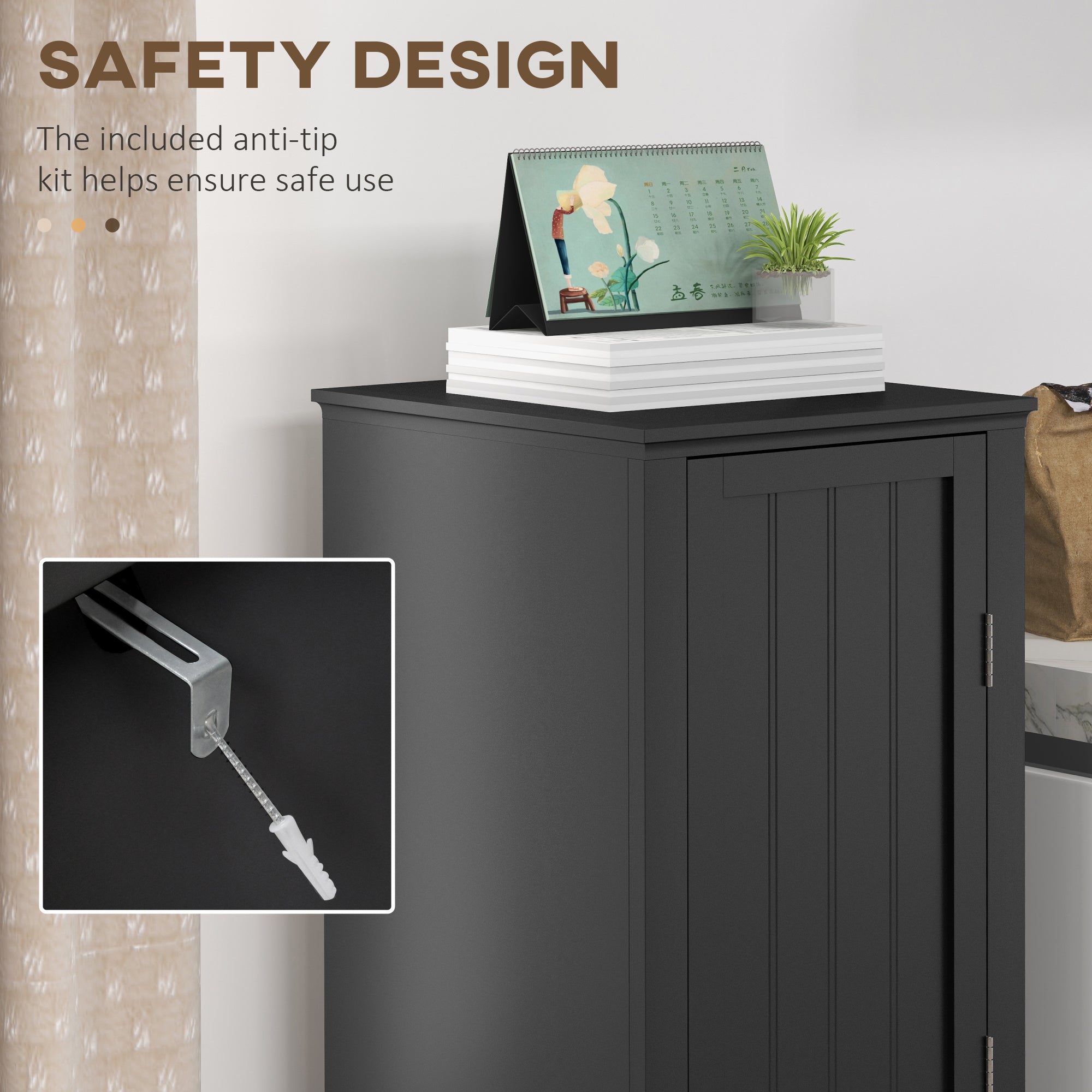 HOMCOM Black 48" Single Door Kitchen Pantry: Cabinet with 4-Tier Shelving and Adjustable Shelves 