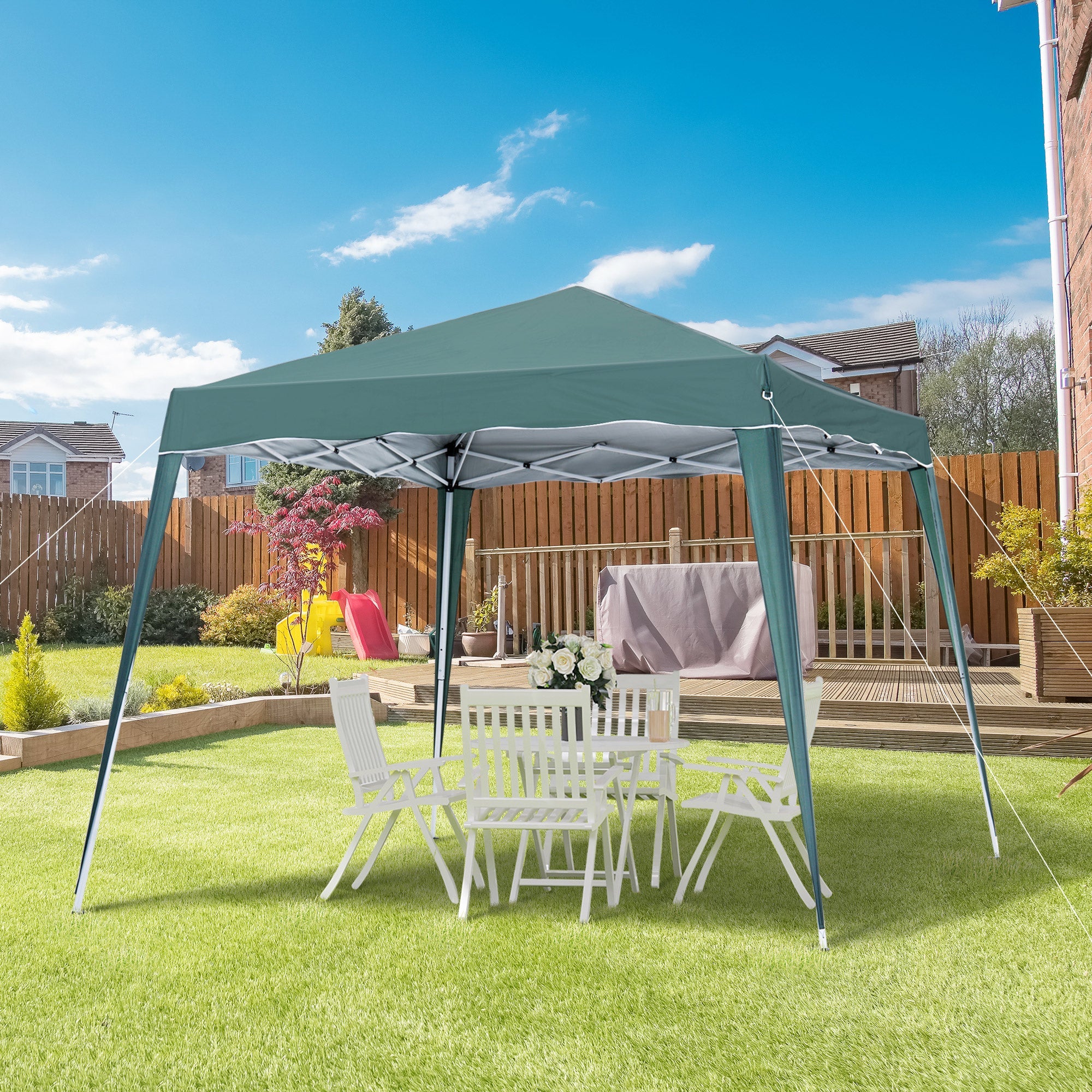 Outsunny 8' x 8' Pop Up Canopy, Outdoor Foldable Tent, Portable Canopy Tent with Carrying Bag for Camping, Party, Picnic, Green 