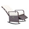 Outsunny Wicker Rocking Chair Outdoor with Cushion PE Rattan Recliner Adjustable Footrest Cream White