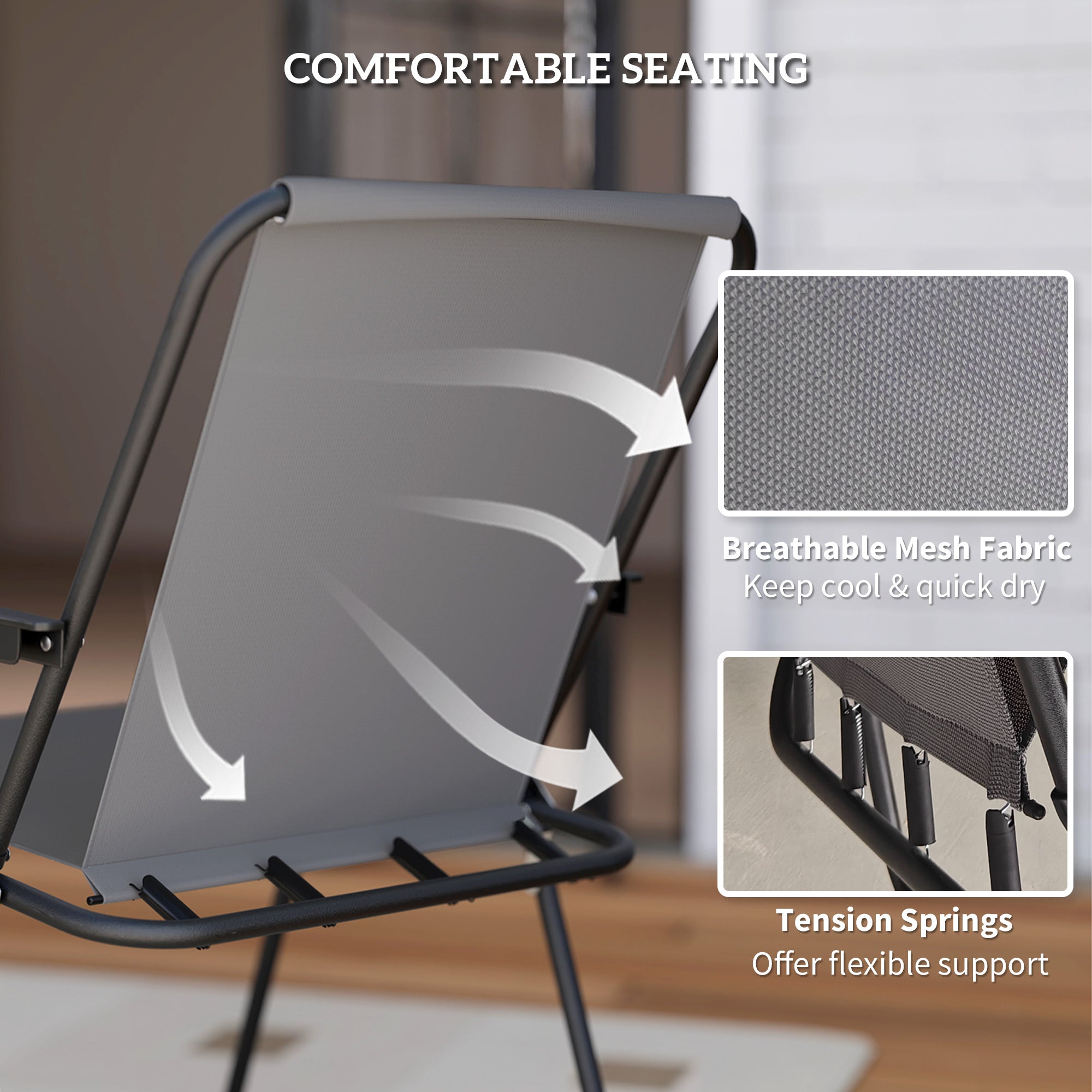 Outsunny 6 Pieces Patio Dining Set with Umbrella, Patio Furniture Set with Folding Chairs, Glass Table for Garden Backyard, Grey 