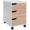 HOMCOM Mobile File Cabinet 3 Drawers Vertical Filing Organizer Wheels Office Storage Oak Furniture
