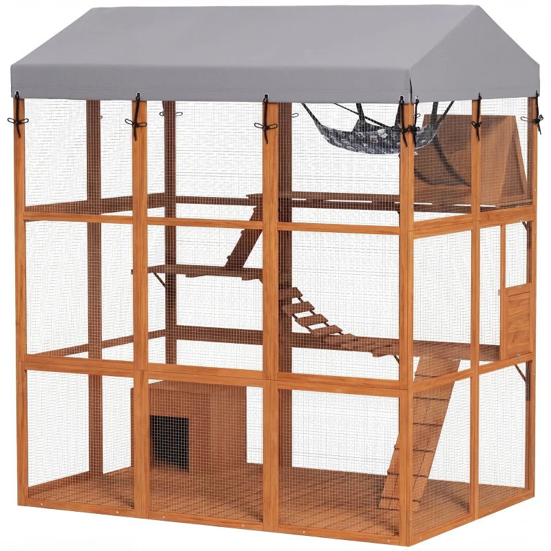 81"H Catio Outdoor with Floor to Prevent Escaping & Easy Cleaning, for 2-4 Cats Kittens, Orange