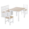 Qaba 4-Piece Set Kids Wood Table Chair Bench with Storage Function Easy to Clean Gift for Girls Boys Toddlers Age 3 Years up Natural and White