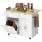 Kitchen Island Cart with Charging Station and Drop Leaf, Kitchen Island Table on Wheels with Trash Can Cabinet, White