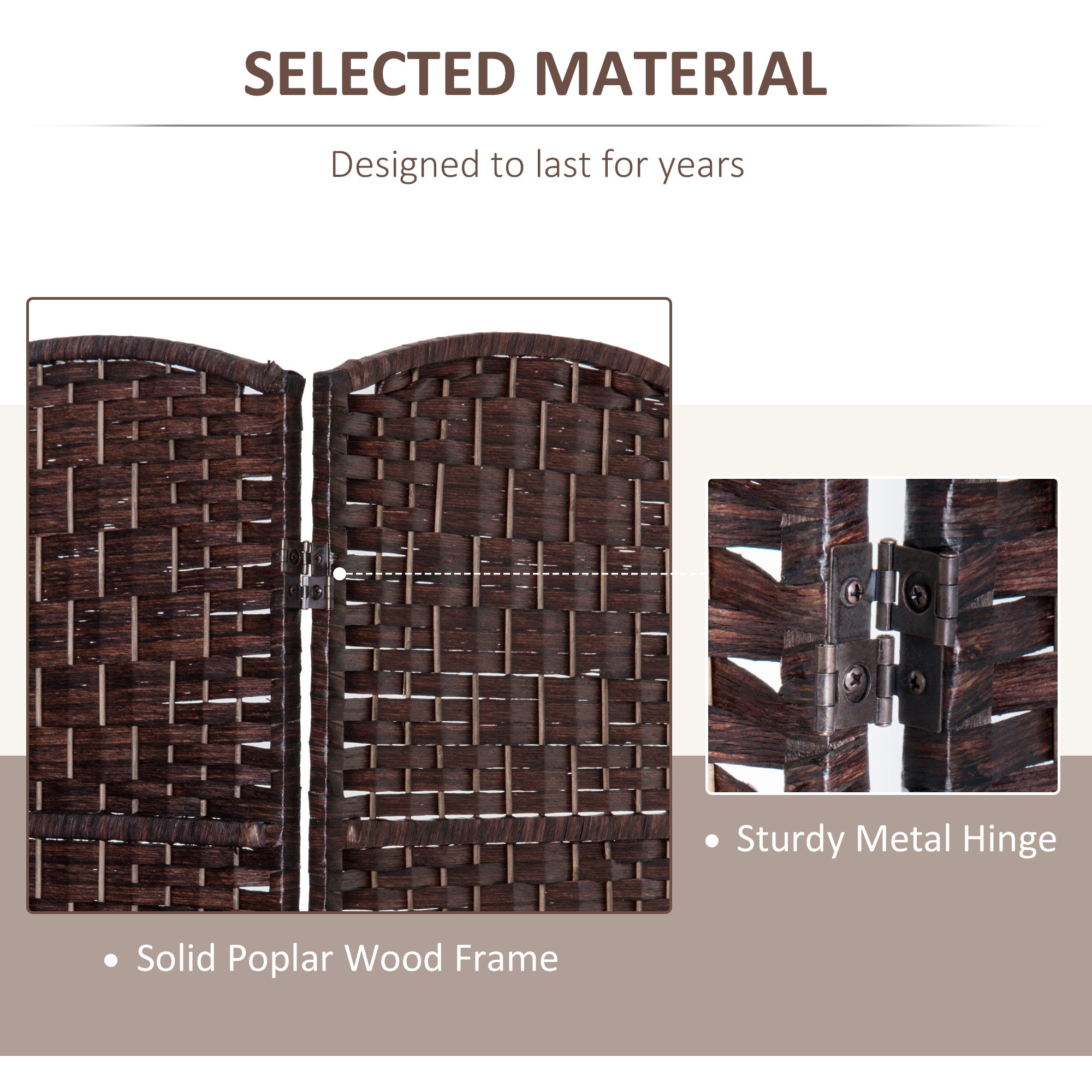 HOMCOM Rustic Charm Room Divider: 3-Panel Folding Wooden Frame Partition for Bedroom/Living Spaces, Warm Brown Tone 