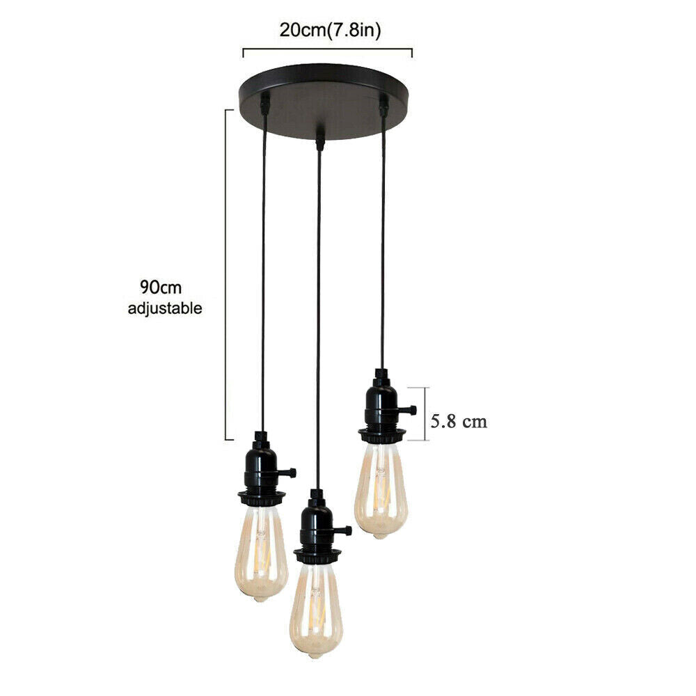 Modern 3-Way Black Pendant Light Holder ~ 1556