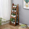 4-Tier Folding Plant Stand, Solid Wood Ladder Shelf Display Rack, Rustic Brown Plant Holder, Bookshelf & Decorative Storage Organizer