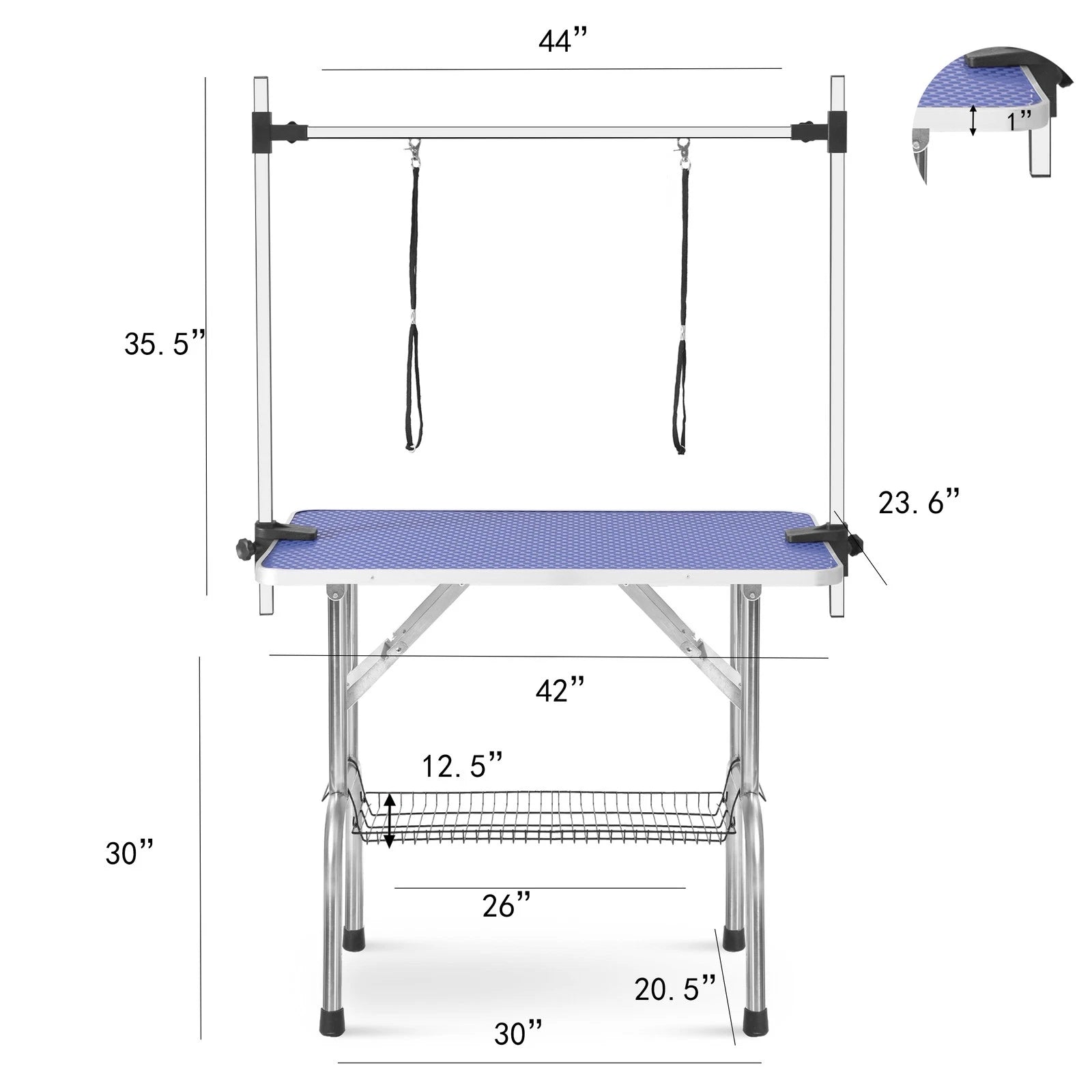 42" Foldable Pet Grooming Table with Adjustable Arm, Noose & Storage Basket – Heavy Duty Non-Slip Dog & Cat Grooming Station