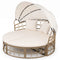 Outdoor Patio Daybed with Retractable Canopy & Cushions – Round Sectional Wicker Lounge