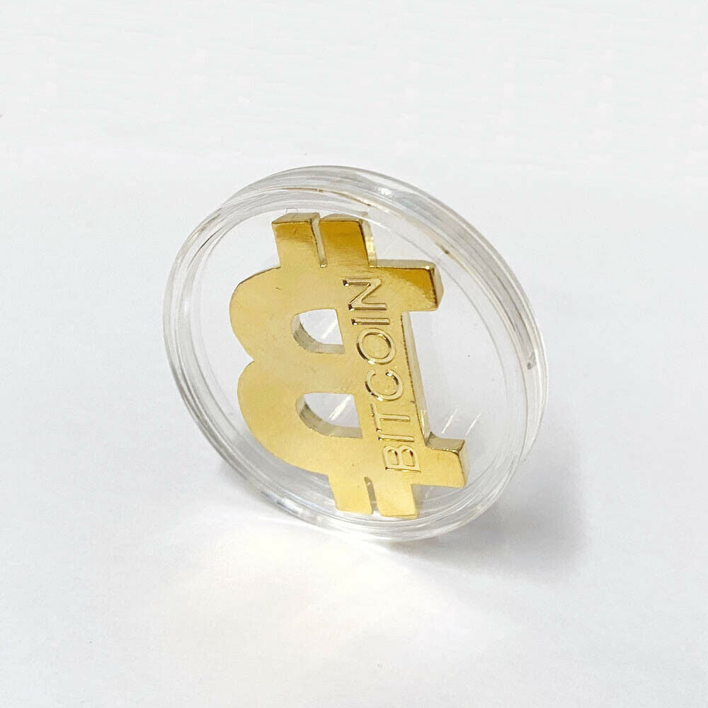 Bitcoin Logo - Gold Metal Physical Blockchain Cryptocurrency Collectible Logo 