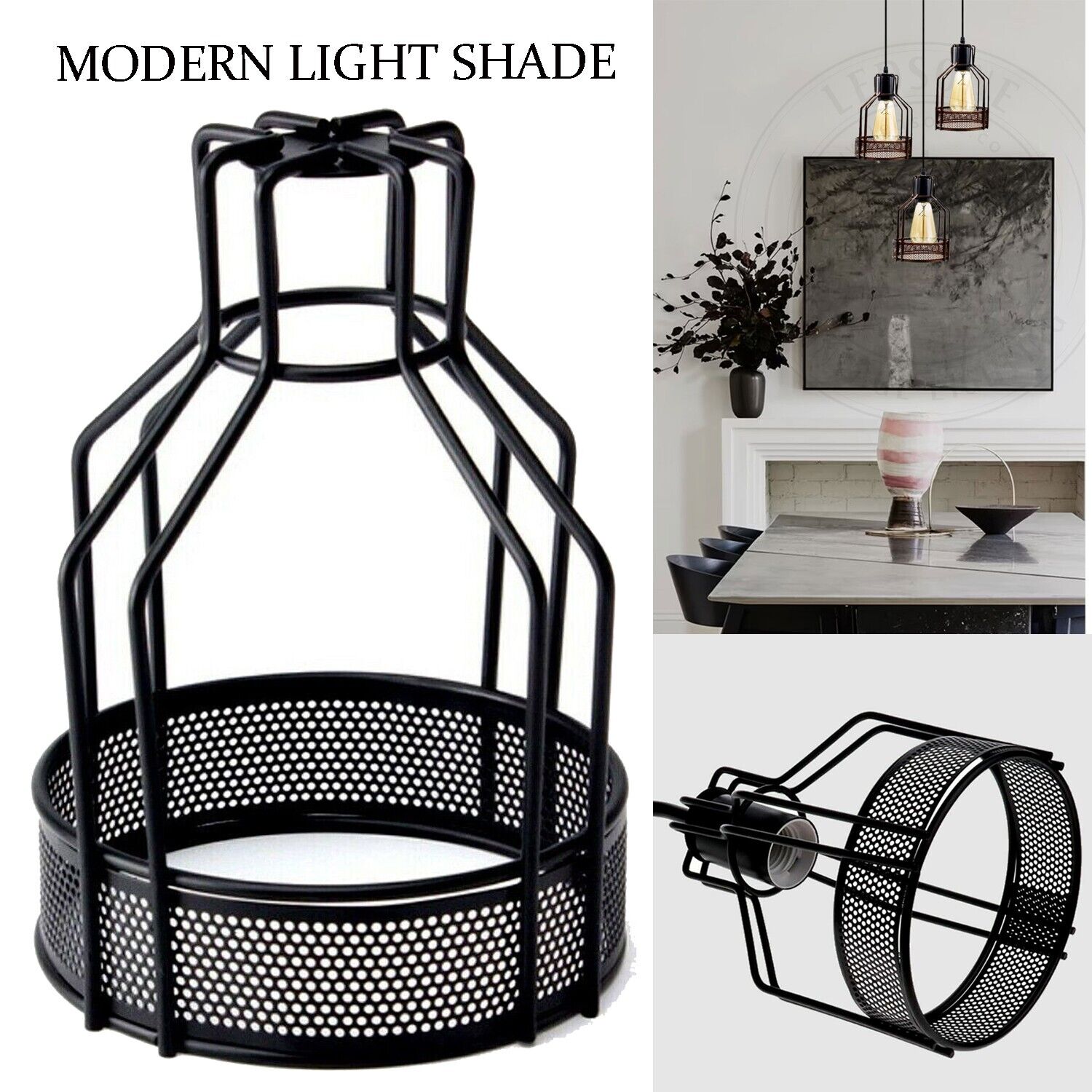 Modern Metal Bird Cage Black Pendant Light~1642