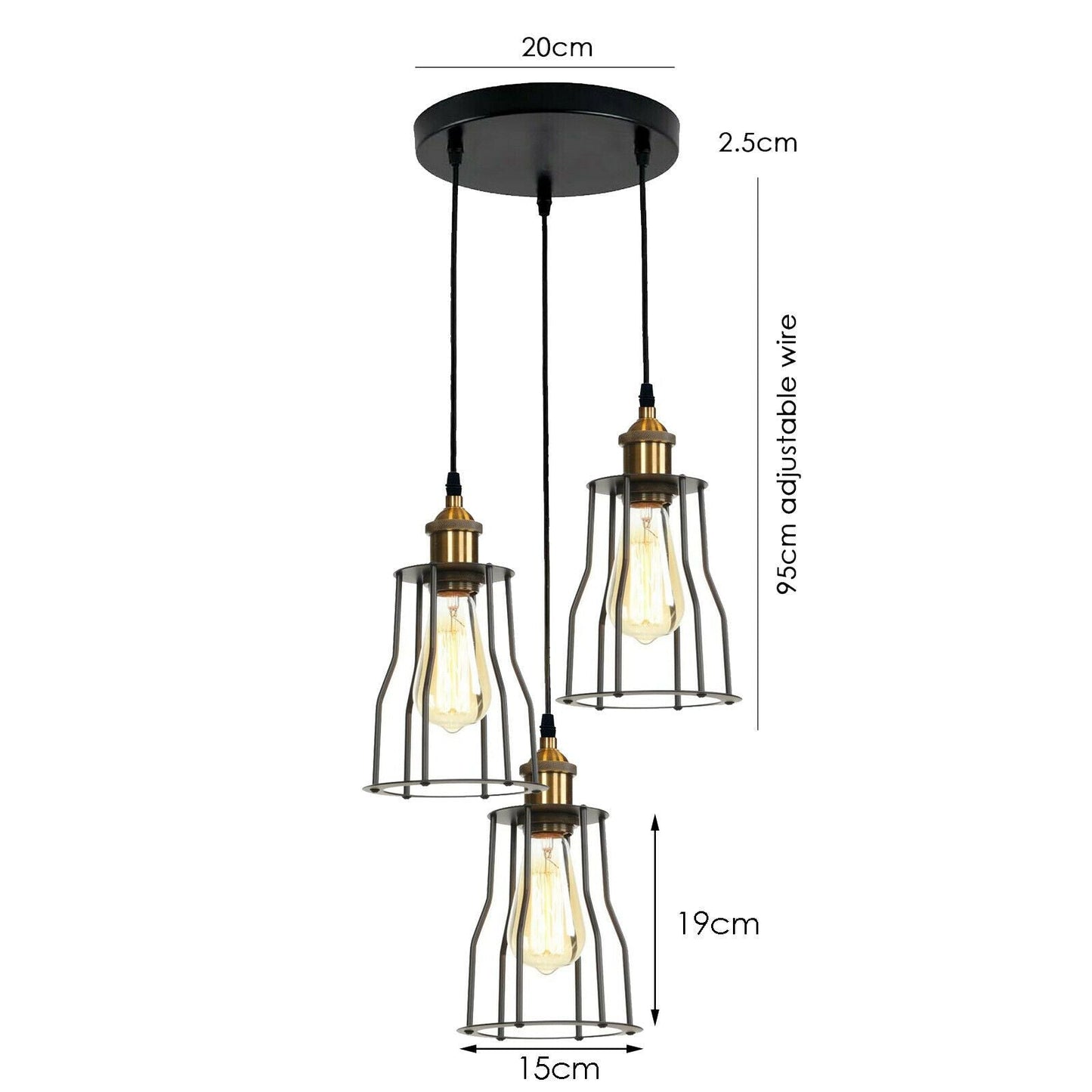 Modern 3-Wire Cage Ceiling Pendant Light~1422