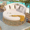 Outdoor Patio Rattan Round Daybed with Retractable Canopy & Cushions