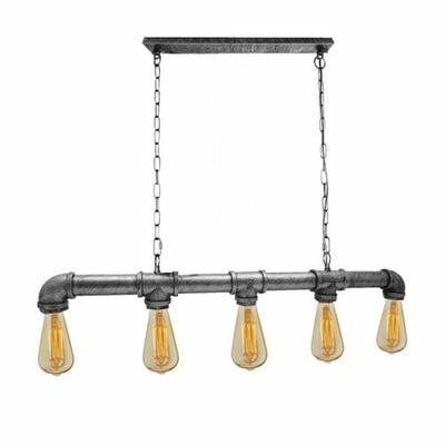 5-Head Water-Pipe Ceiling Light in Brushed Silver~ 1620 
