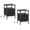 HOOBRO Nightstands with Charging Station, Set of 2 Industrial End Tables & Side Tables, Black BB431BZP201