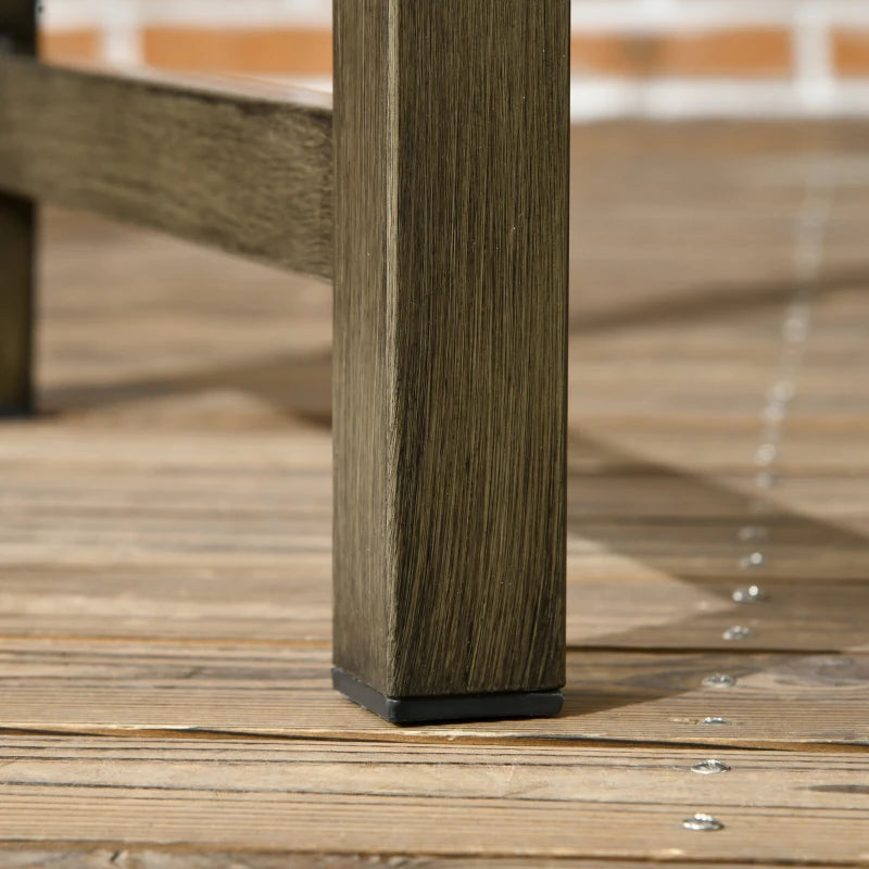 Outdoor Garden Bench, Metal Bench, Wood Look Slatted Frame Furniture for Patio, Park, Porch, Lawn, Yard, Deck, Black