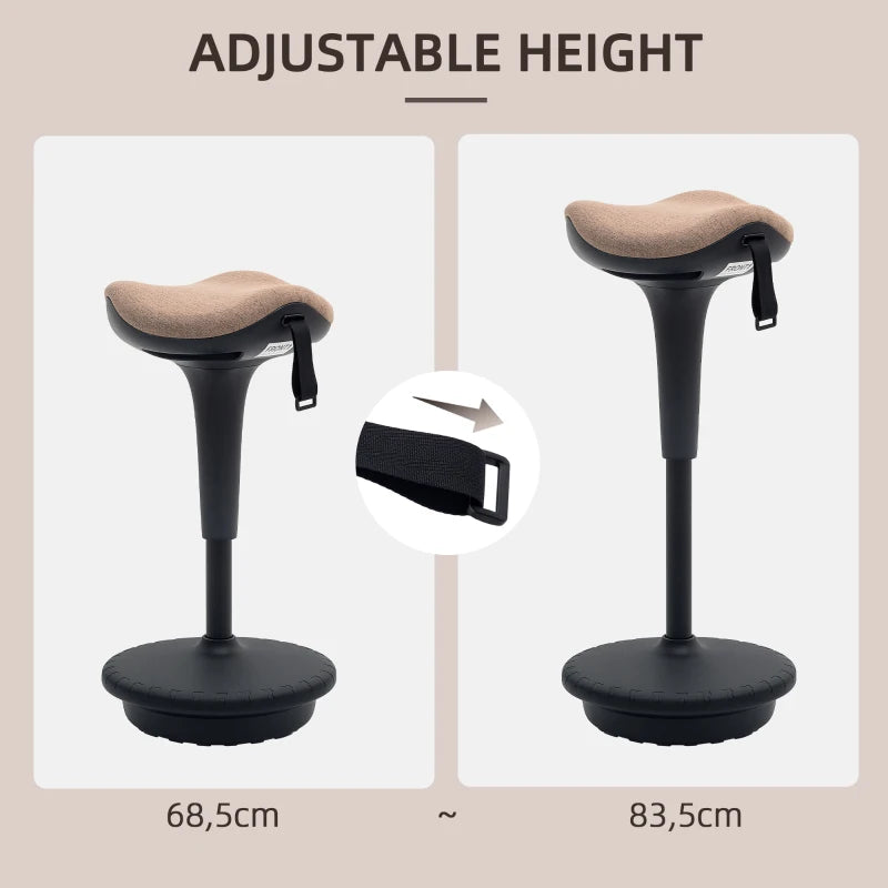 Swivel Standing Desk Chair, Adjustable Active Ergonomic Standing Stool, Backless Wobble Stool Chair, Brown