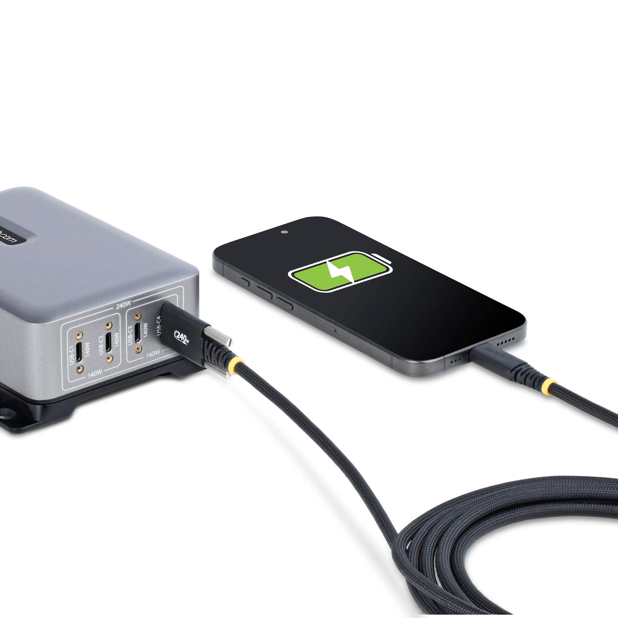 USB-C Charging Cable, Side Screw Locking, 240W (5A) PD EPR, Dual-Layer Silicone/Braided Jacket, USB 2.0 Laptop Charger Cable, USB-IF Certified, Rugged USB-C Charging Cord 