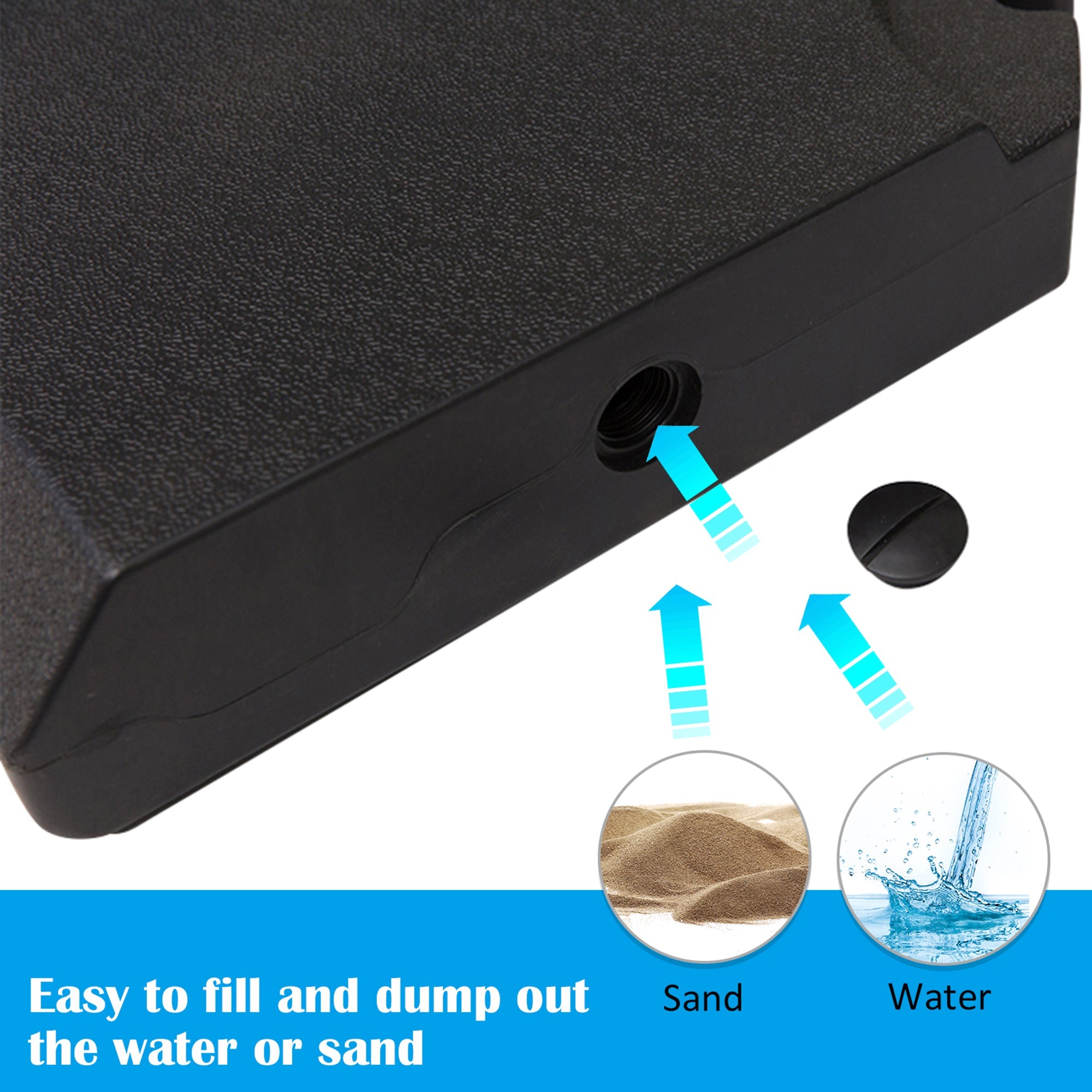 Outsunny Cantilever Base Anchor: 4pc Fillable Umbrella Stand for Offset Parasols, Durable Black 