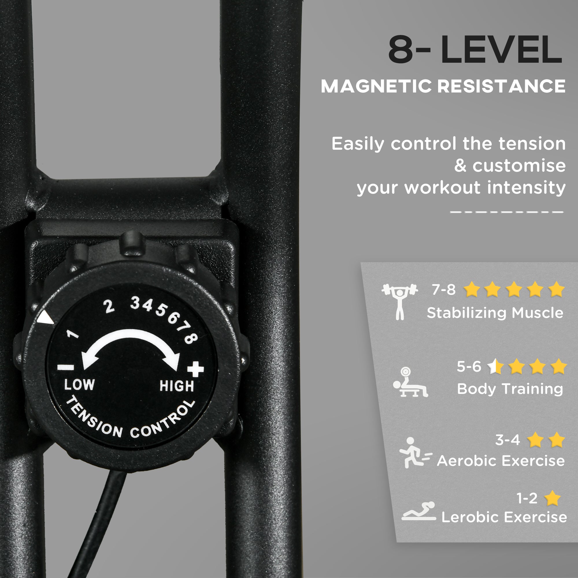 Soozier Foldable Exercise Bike Indoor Stationary Bike w/ 8-Level Magnetic Resistance LCD Screen Phone Holder for Home Gym Black 