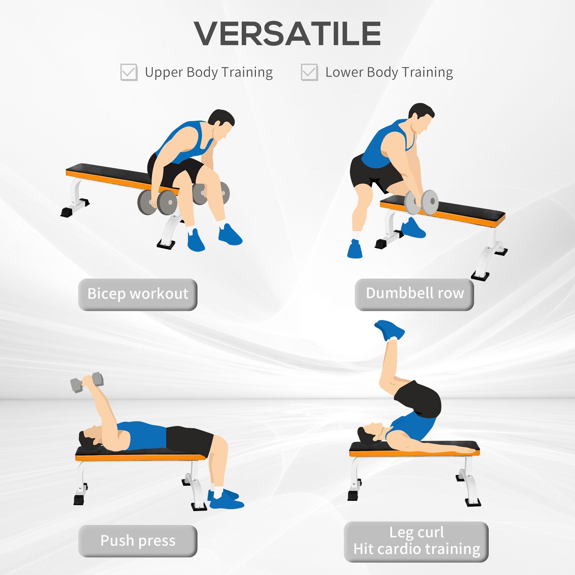 Soozier Home Gym Workout Weight Bench Flat Barbell Bench for Strength Training Utility Board 