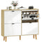 Narrow Shoe Cabinet, High Gloss Shoe Storage Cabinet with 4 Flip Drawers and Adjustable Shelves, Holds 20 Pairs, White