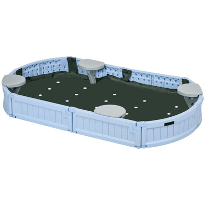 Outsunny Sand Play Station for Kids with Protective Cover Seating Area Easy to Assemble Outdoor Sandbox Blue 