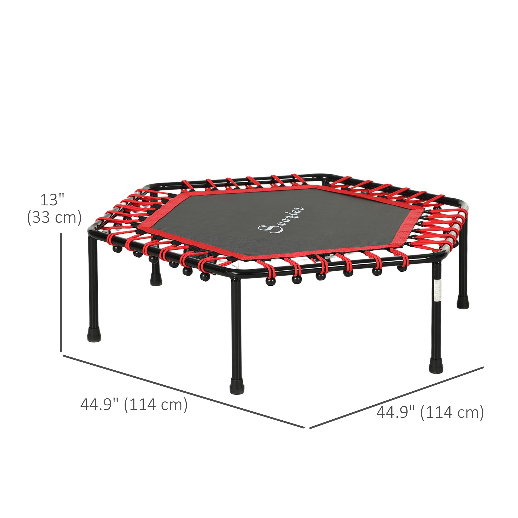 Soozier 45" Rebounder Trampoline for Adult, Quiet Bungee Rebounder with LED Lights Remote Control, Red 