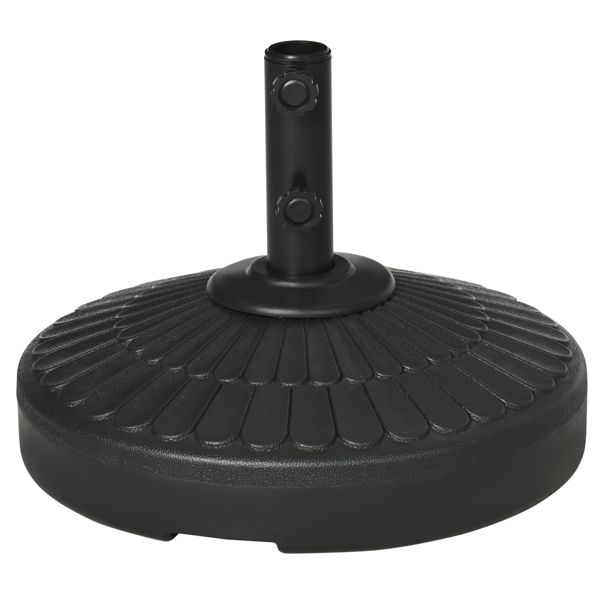 Outsunny Patio Umbrella Base with Handle, Heavy Duty Round Umbrella Stand, Garden Umbrella Holder for 1.5", 1.9" Poles, Black 