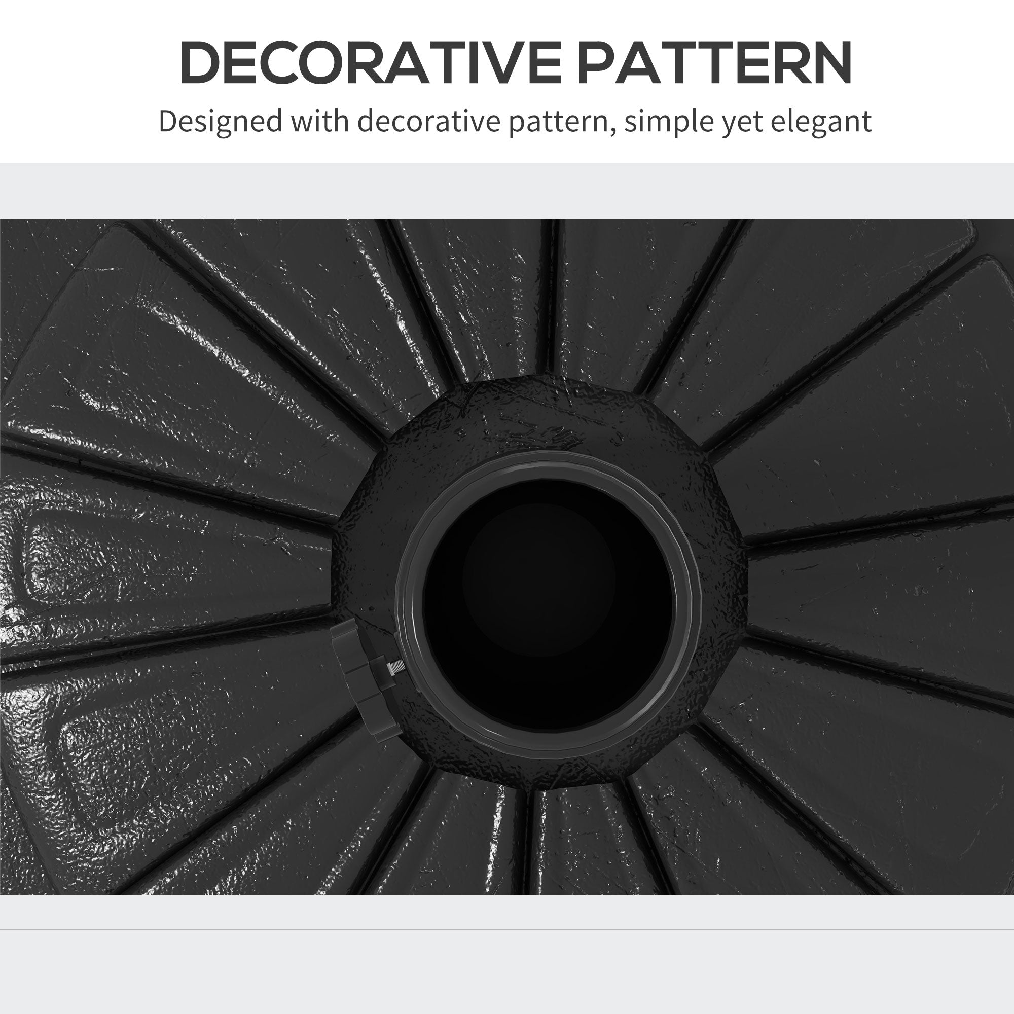 Outsunny Concrete Umbrella Base: Heavy Duty Round Stand with Steel Pole Holder for Outdoor Patio, Black 