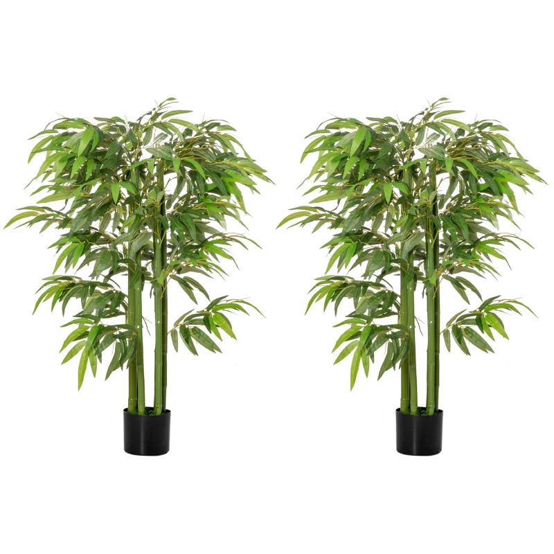 Set of 2 4.5FT Artificial Bamboo Tree Faux Decorative Plant in Nursery Pot for Indoor Outdoor Décor
