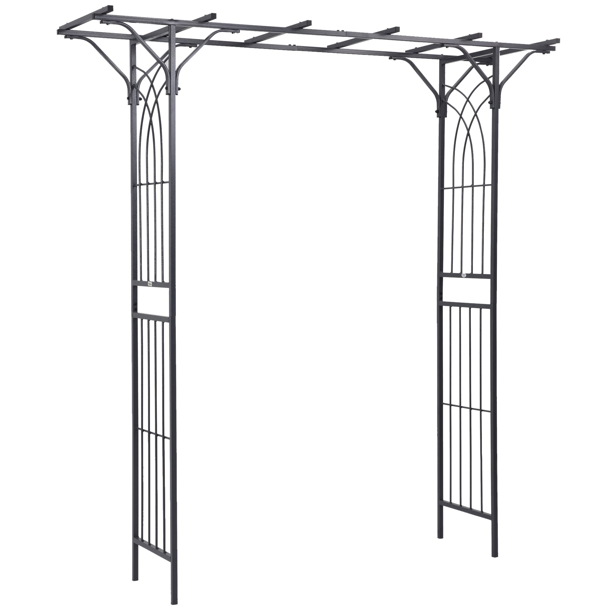 Outsunny Metal Garden Arch 7ft Outdoor Arbor for Climbing Plants Wedding Decor Black 
