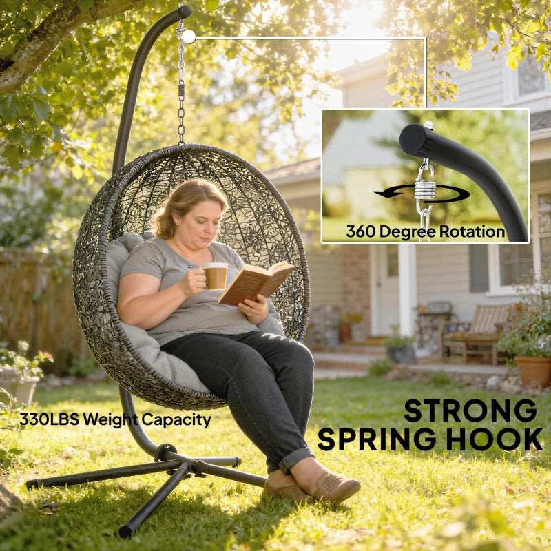 Hanging Egg Chair Stand Only, Heavy Duty Hammock Chair Stand, 330lbs Weight, Black