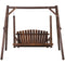 Outsunny Freestanding 6.5' Wooden Loveseat Traditional Farmhouse Style Log Swing Carbonized
