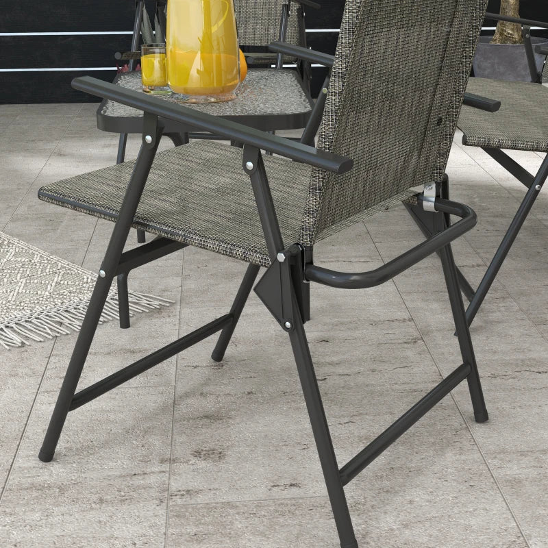 Outdoor 4 Pieces Patio Furniture Set, Garden Set with Two Foldable Armchairs, a Loveseat & Glass Top Table, Mixed Brown