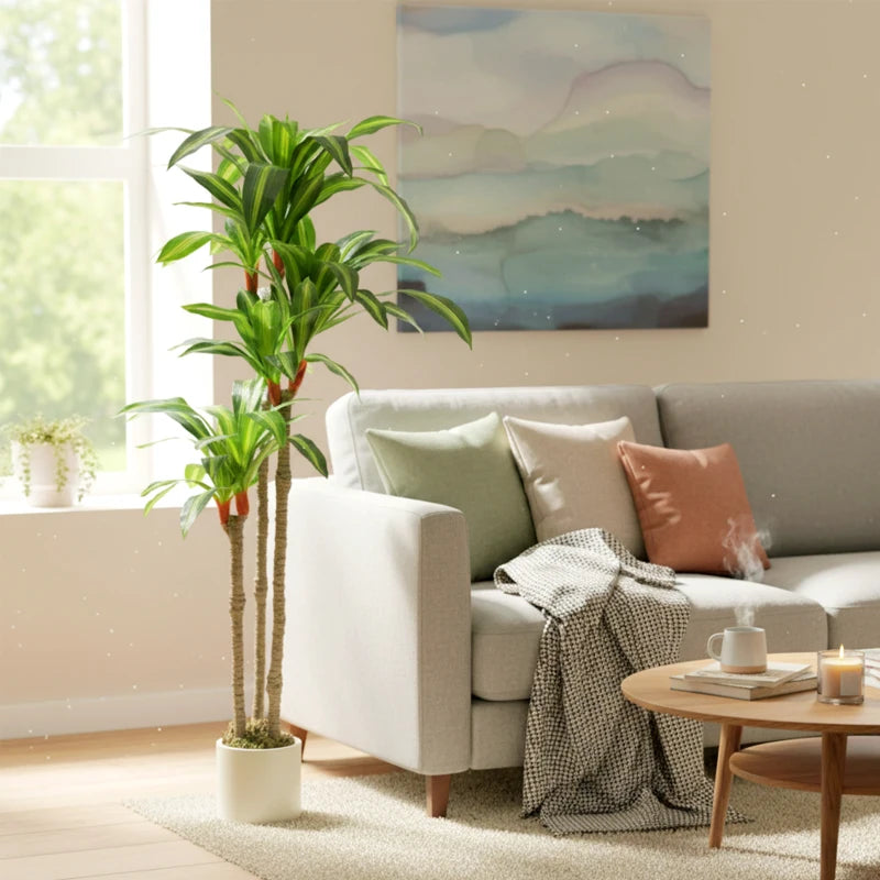 5FT Dracaena Fake Plant, Artificial Plant with Bendable Trunks for Home Office Decor, Green