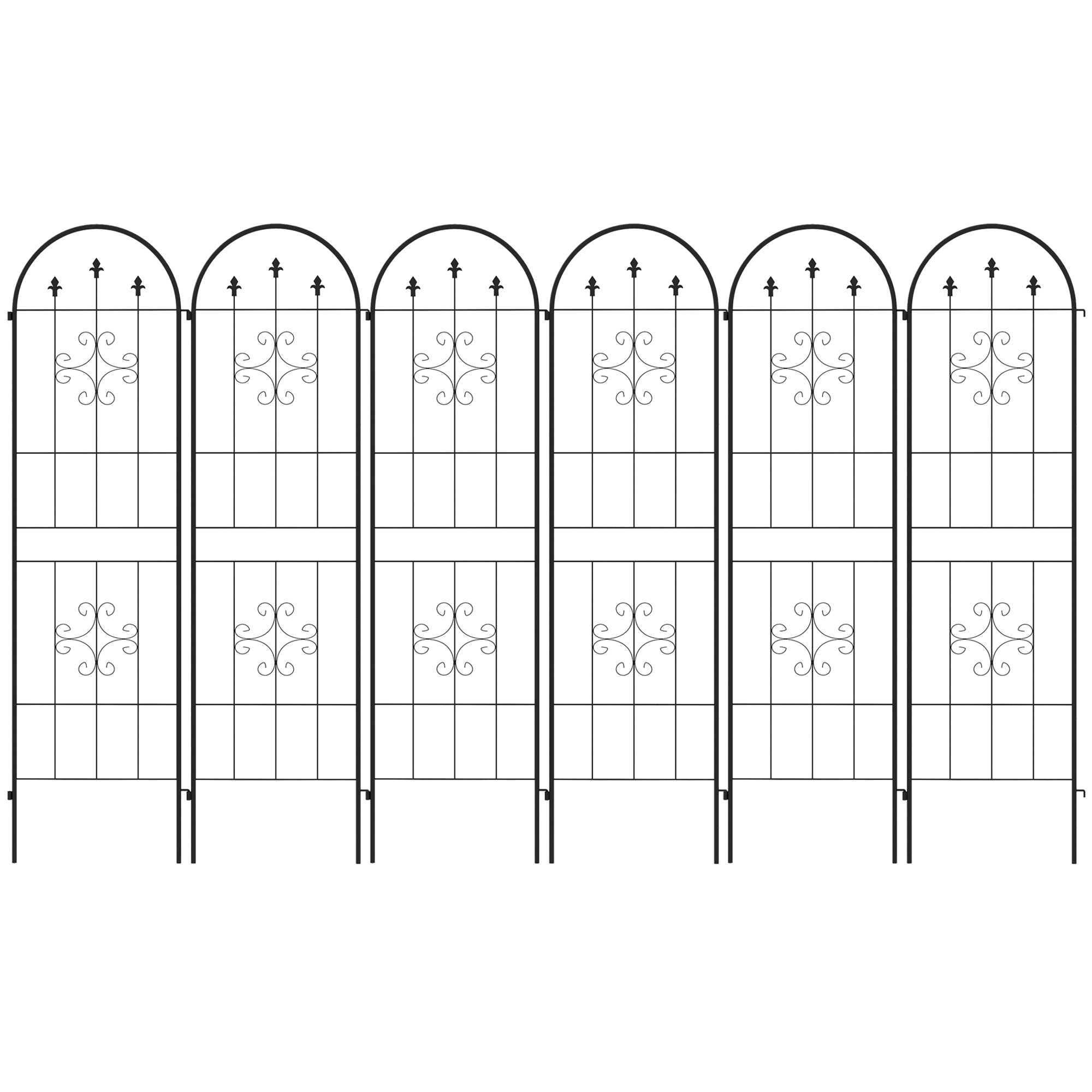 Outsunny Metal Trellis Set of 6 Garden Climbing Plant Support Frames Arrow Design 