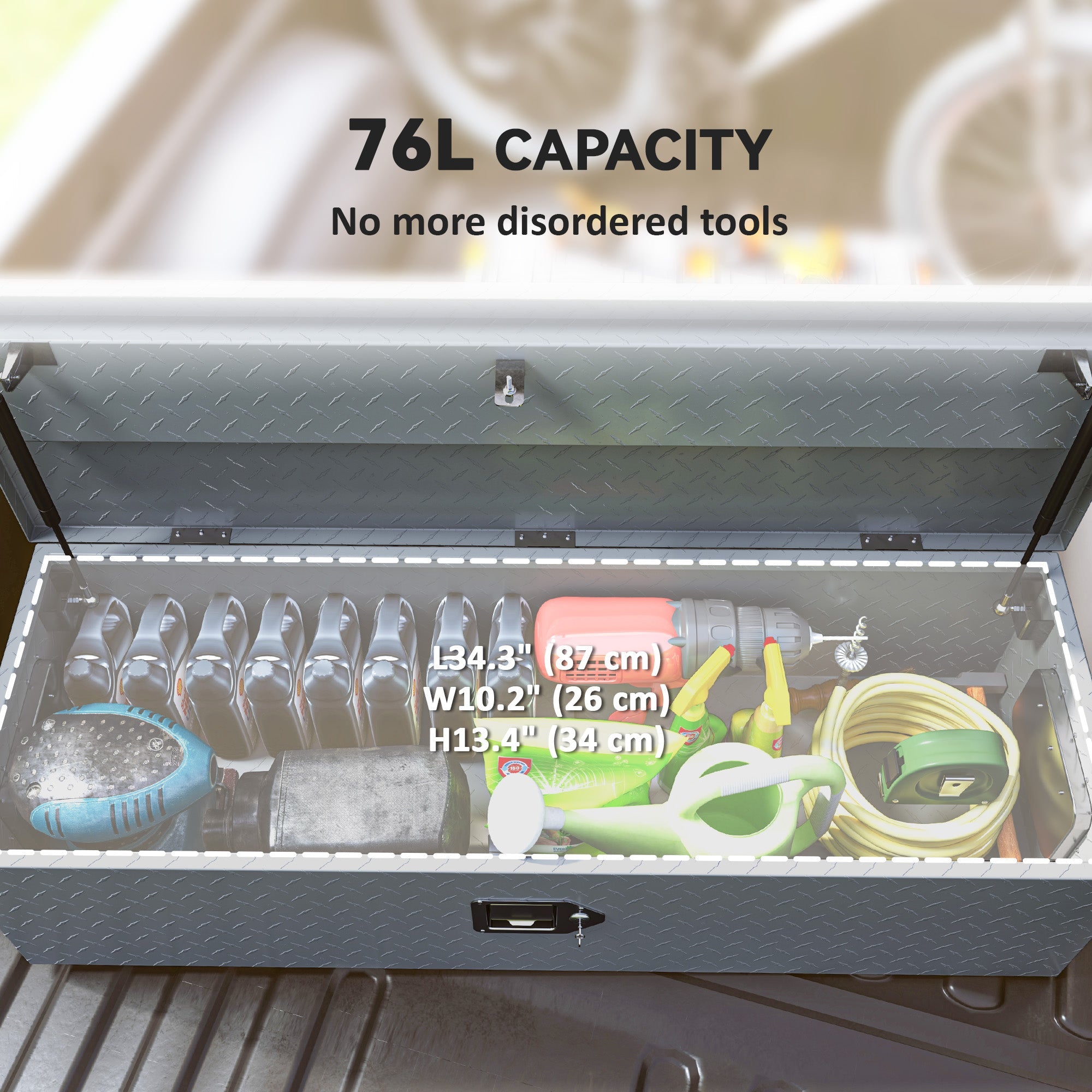HOMCOM 39" x 13" x 10" Truck Tool Box Heavy Duty Aluminum Trailer Tongue Box with Lock and Keys for Pick Up Truck RV Trailer 